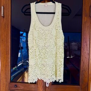 J. Crew Lace Tank Top Pale Yellow Small